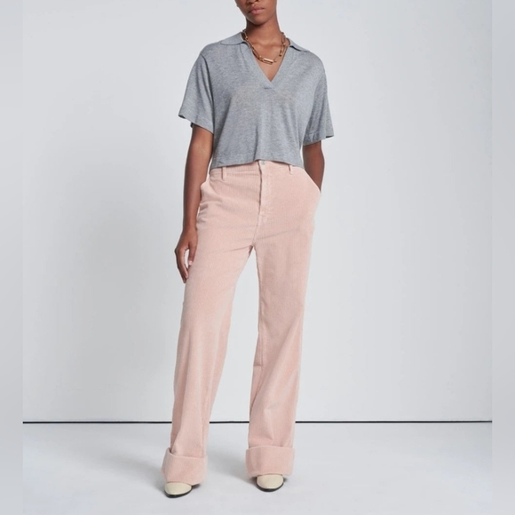 NWT 7 For All Mankind  Wide Leg Corduroy Easy Trouser in Cameo Rose  31 🌸 $348 - Picture 2 of 12